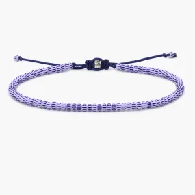 2mm Glass Beads Adjustable Bracelet (Blue/White)