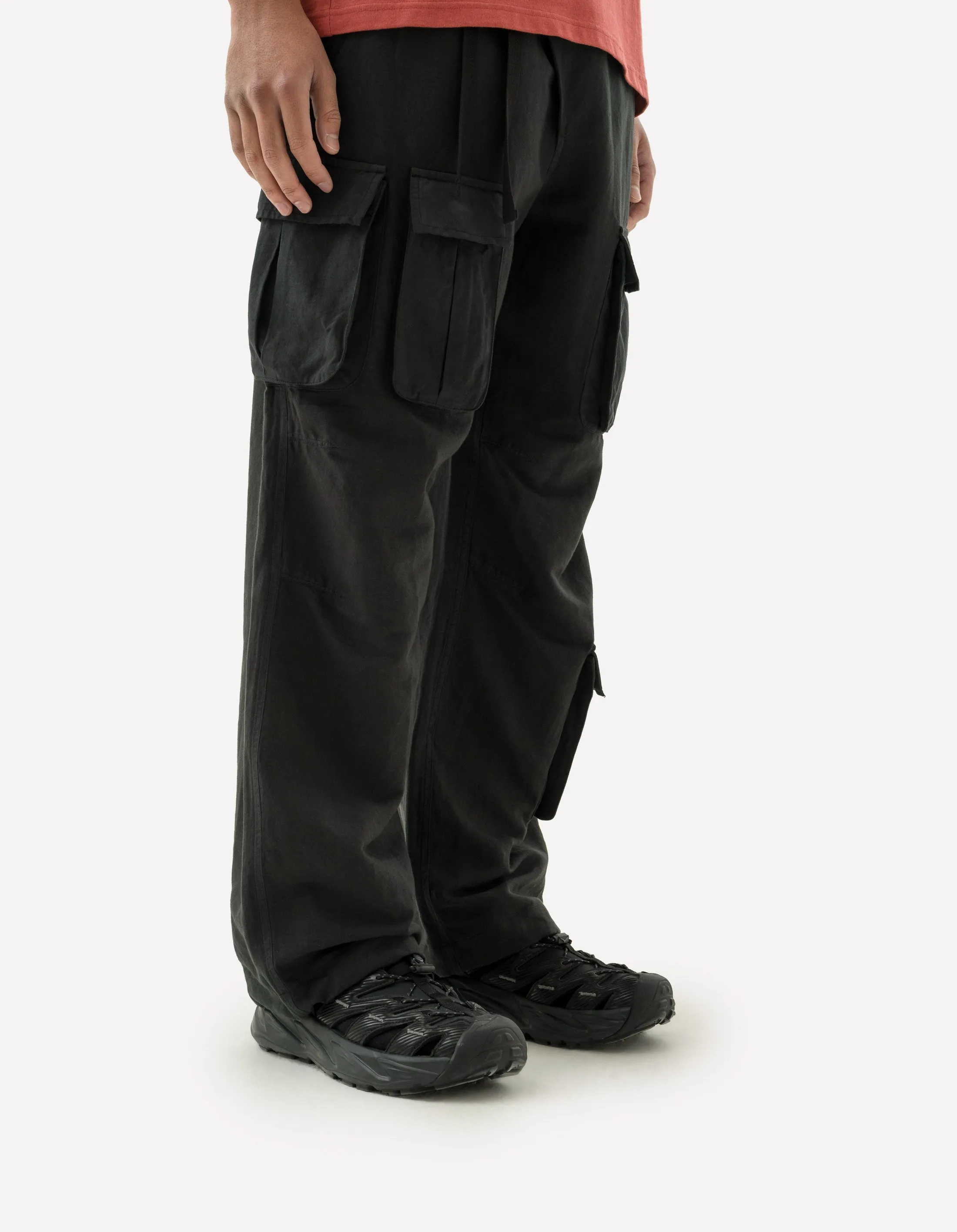 5213 Hemp Asym Cargo Track Pants Black