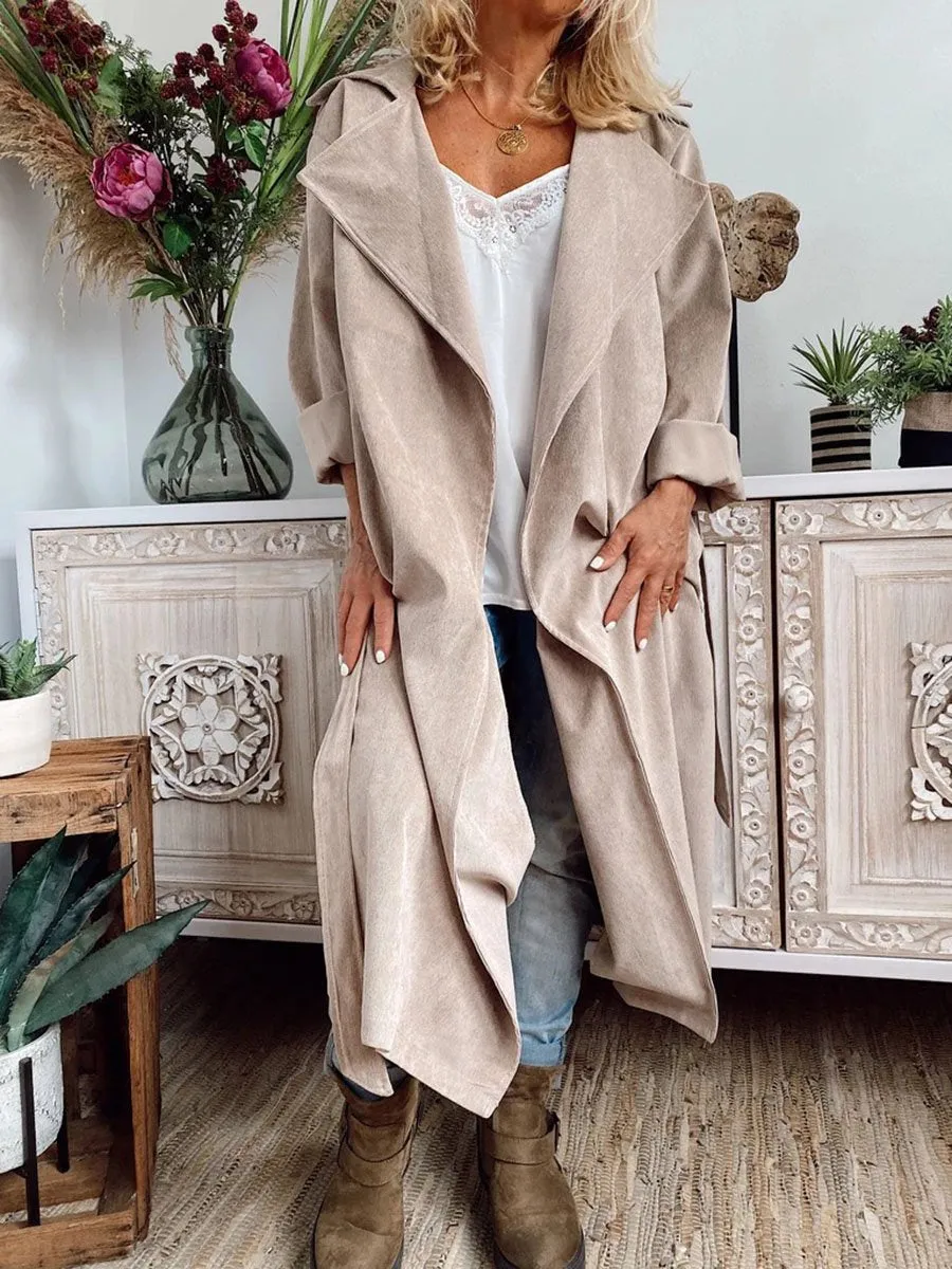 Autumn And Winter Lapel Long Trench Coat