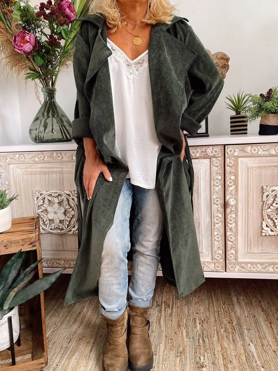 Autumn And Winter Lapel Long Trench Coat