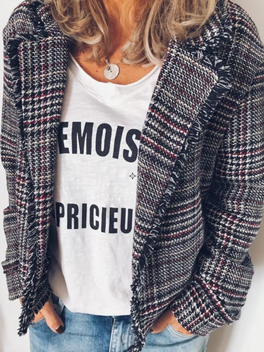 Autumn and Winter Slim Plaid Casual Shirt Jacket