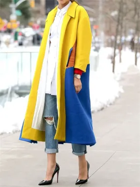 Autumn And Winter Temperament Warm Fashion Lapel Color Coat