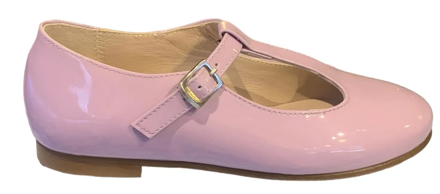 Beberlis Girls Malva Lavender Patent Leather T-Strap