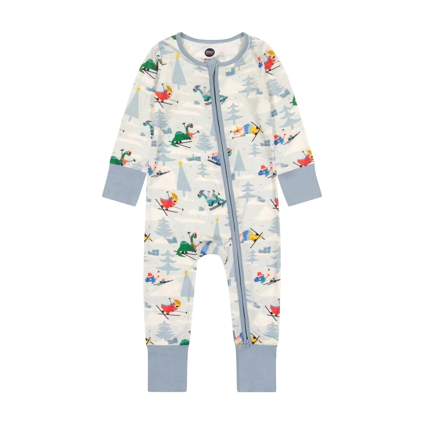 Bird & Bean Bamboo Footless Romper - Downhill Dino