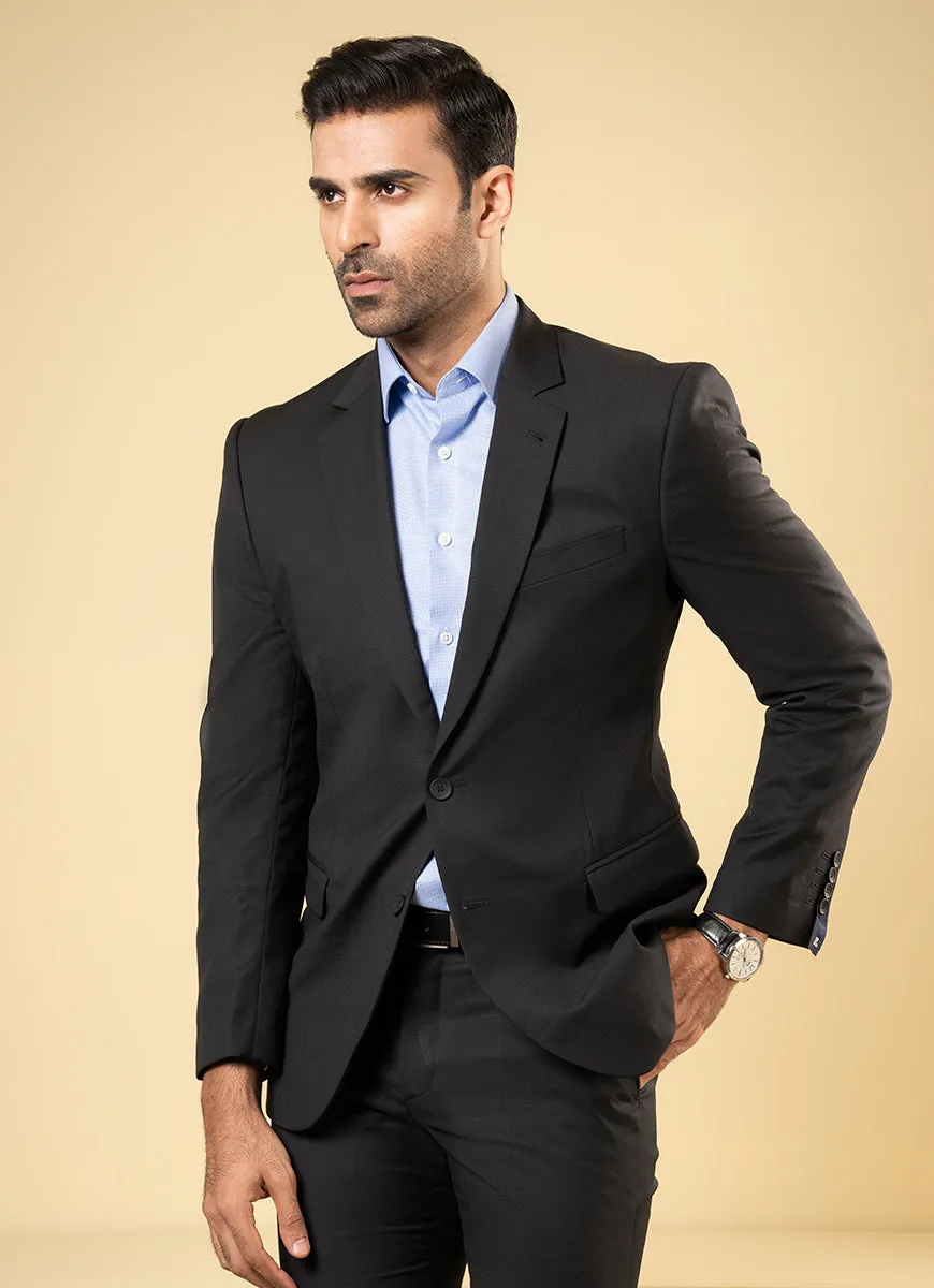 Birds Eye Textured Black Suit