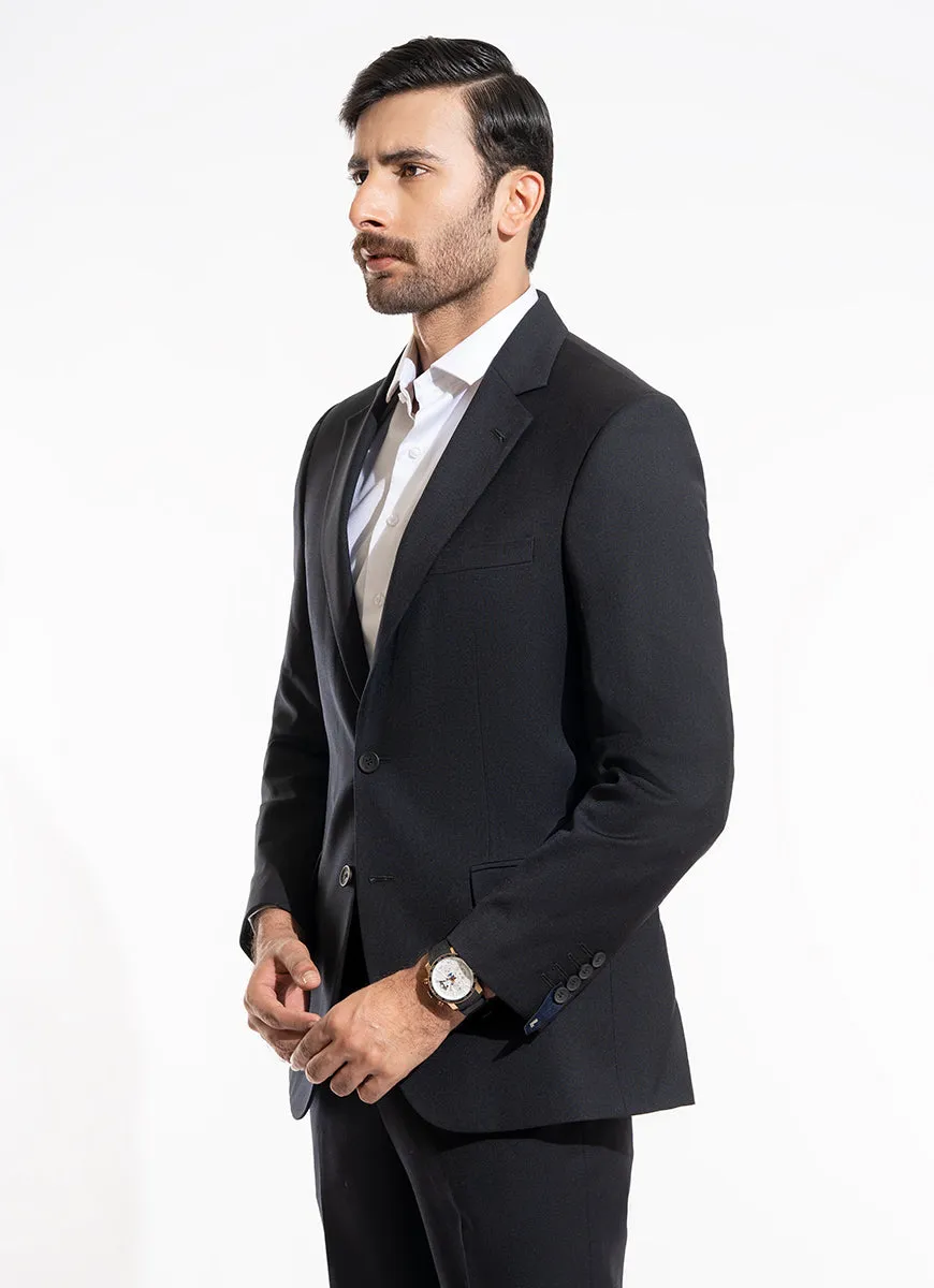 Birds Eye Textured Black Suit