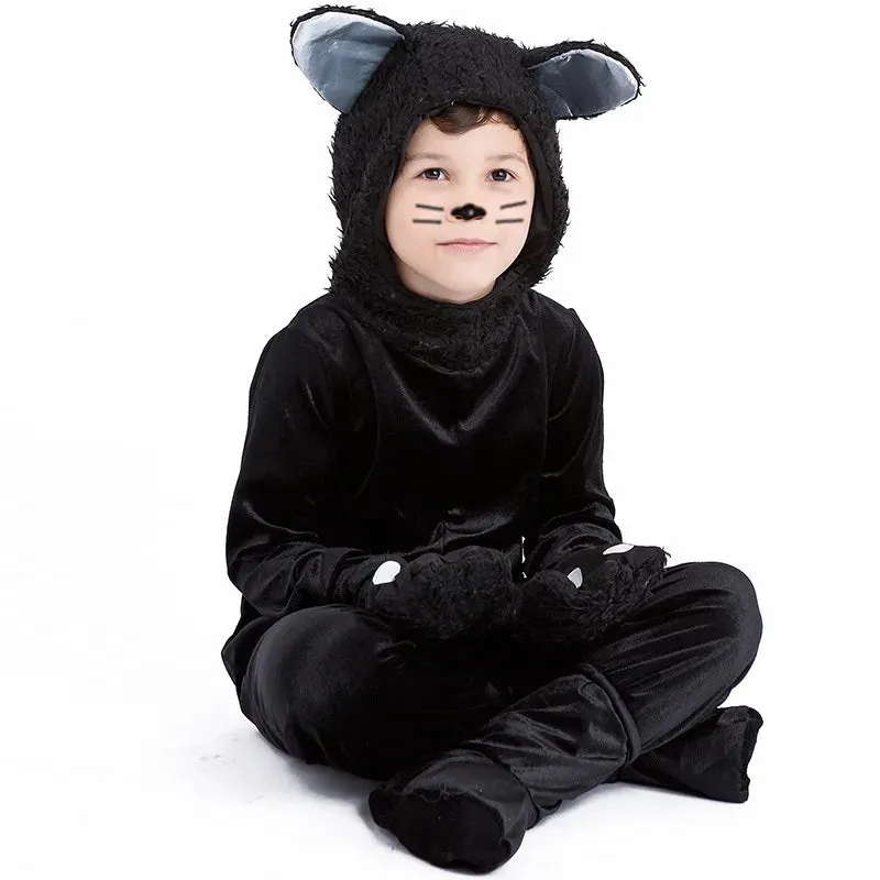 Black Cat Animal Onesie Pajamas Kid Costumes