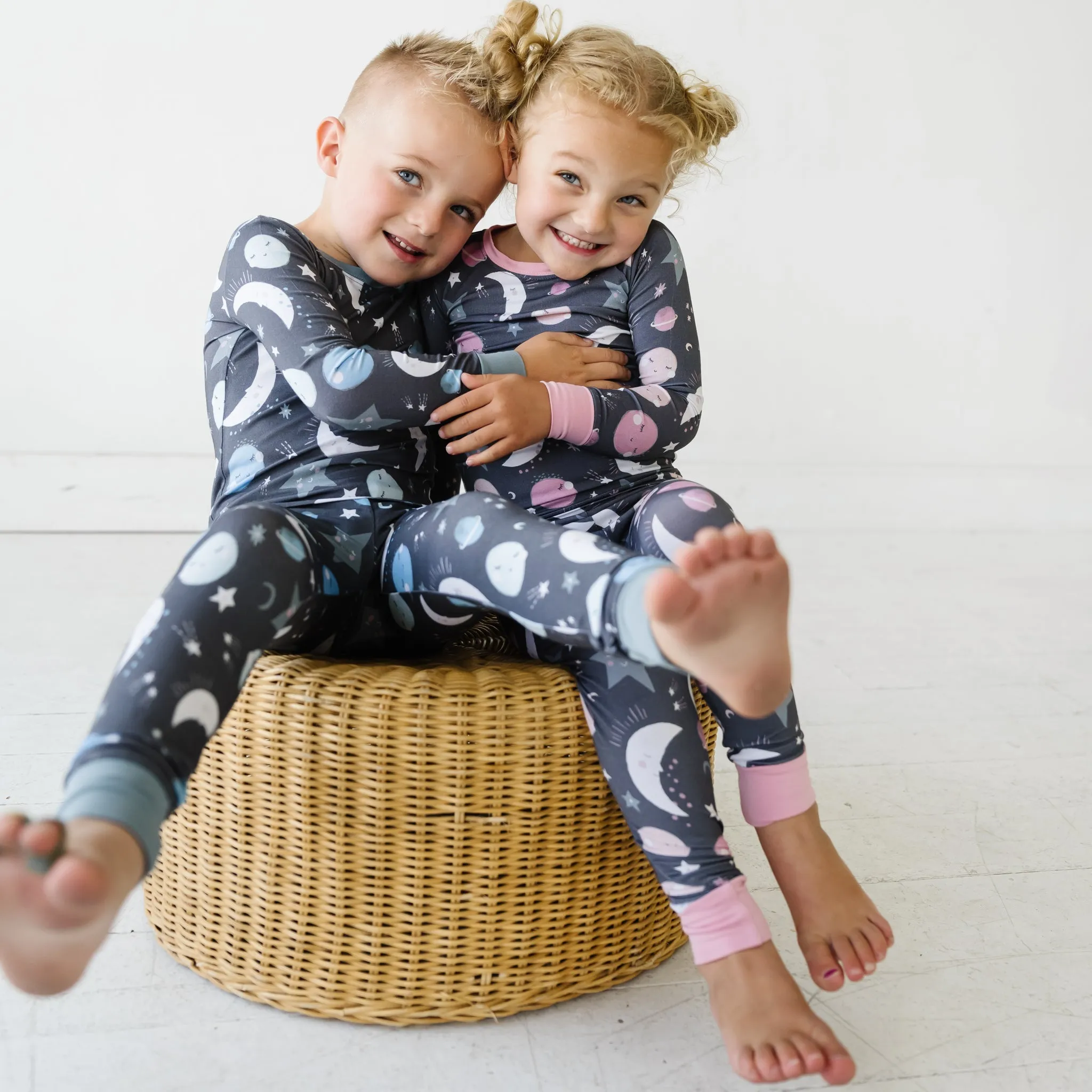 Blue To the Moon & Back Two-Piece Pajama Set