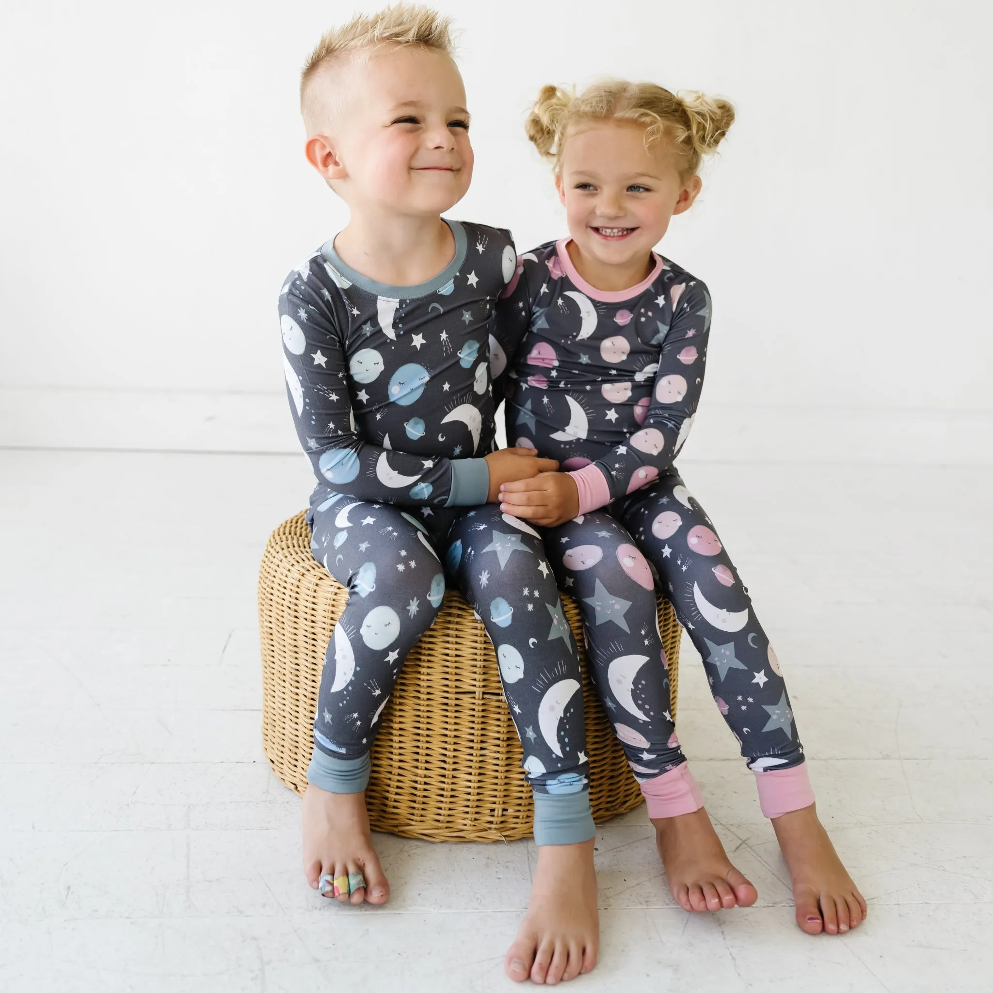 Blue To the Moon & Back Two-Piece Pajama Set