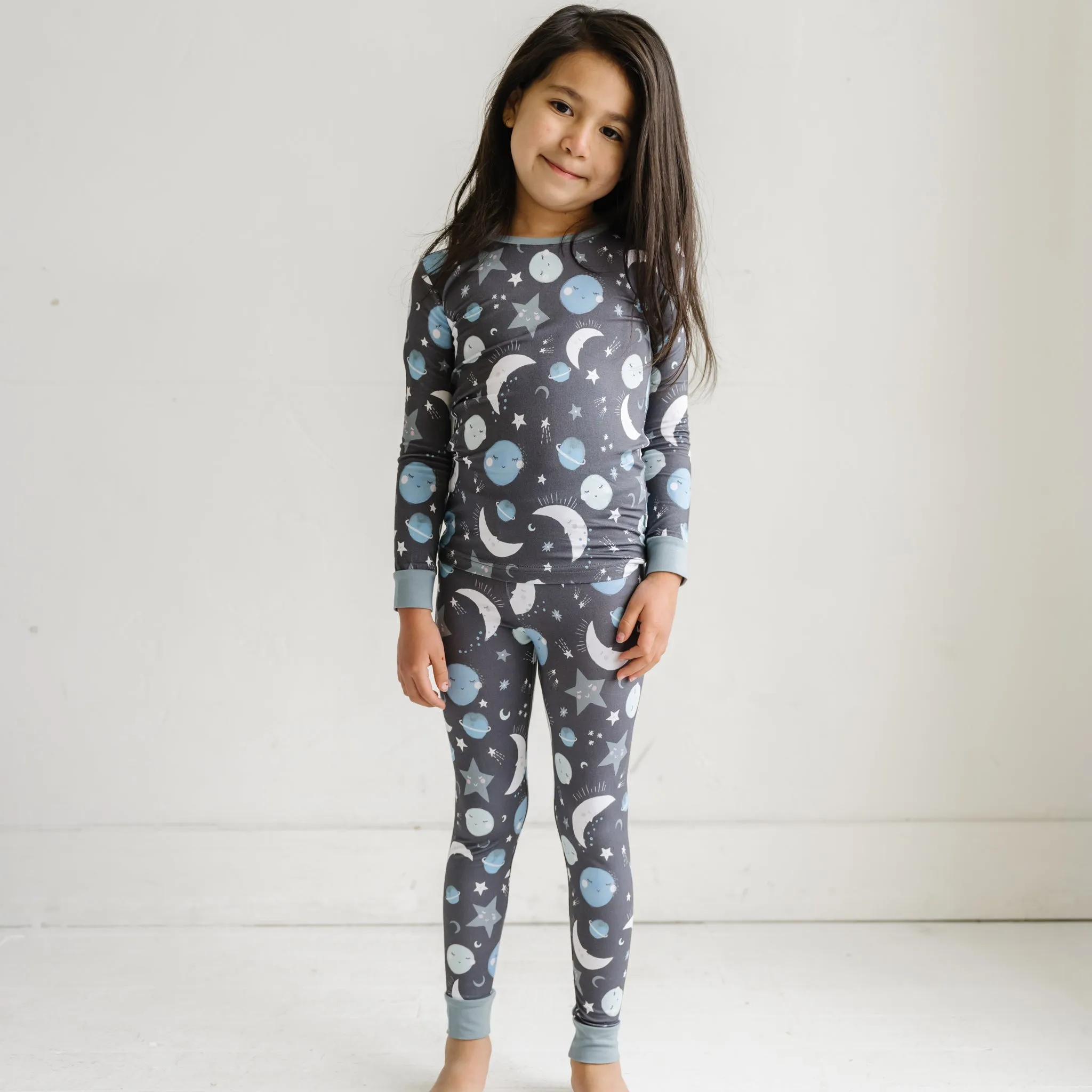 Blue To the Moon & Back Two-Piece Pajama Set