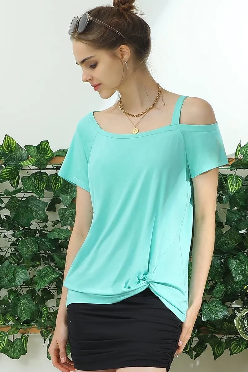 BOAT NECK MODAL SHORT SLEEVE T SHIRT TOP