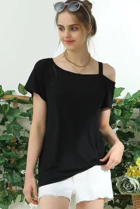 BOAT NECK MODAL SHORT SLEEVE T SHIRT TOP