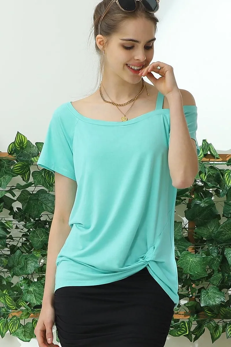 BOAT NECK MODAL SHORT SLEEVE T SHIRT TOP