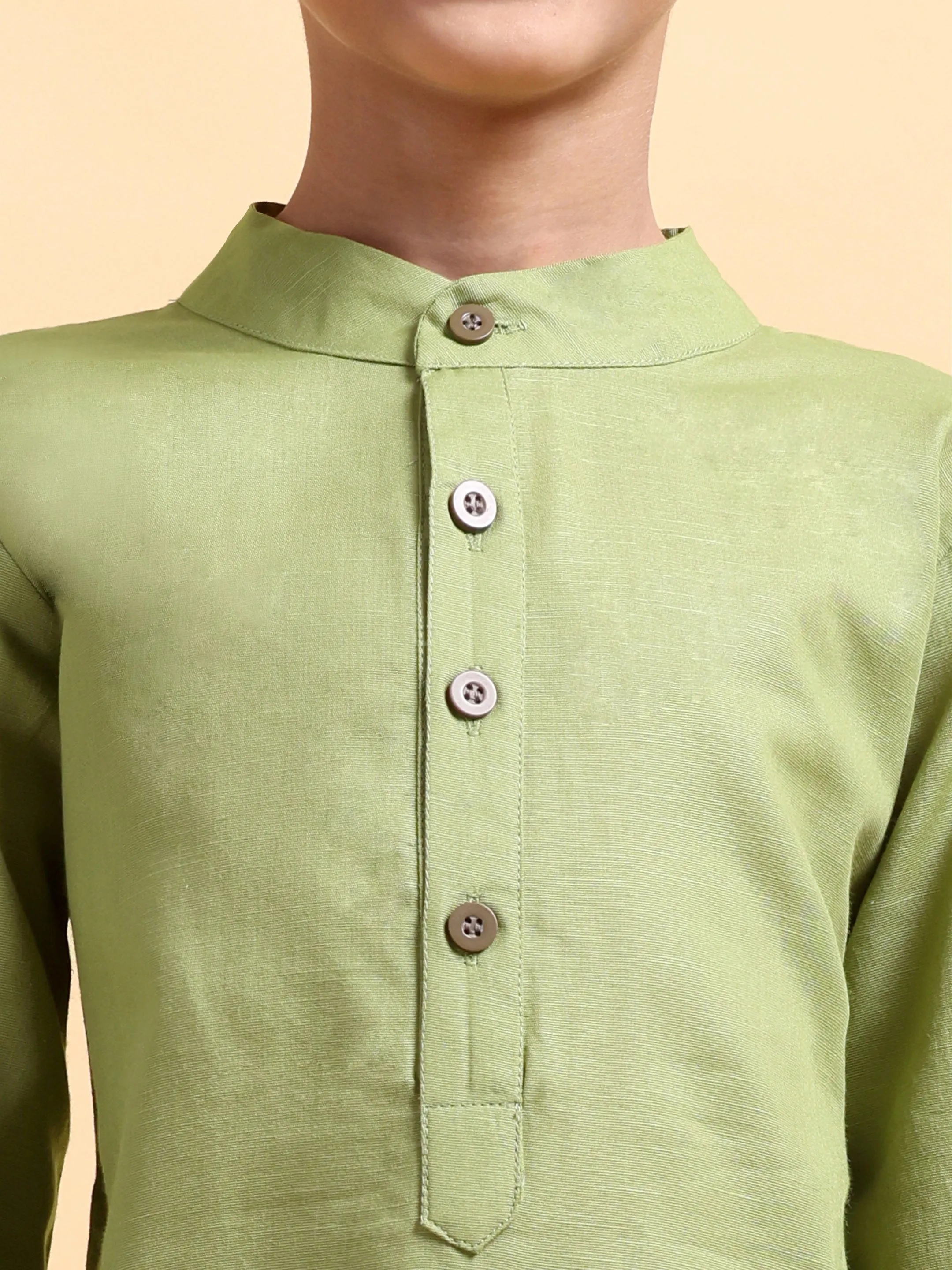 Boys Cotton Linen Kurta & Pajama