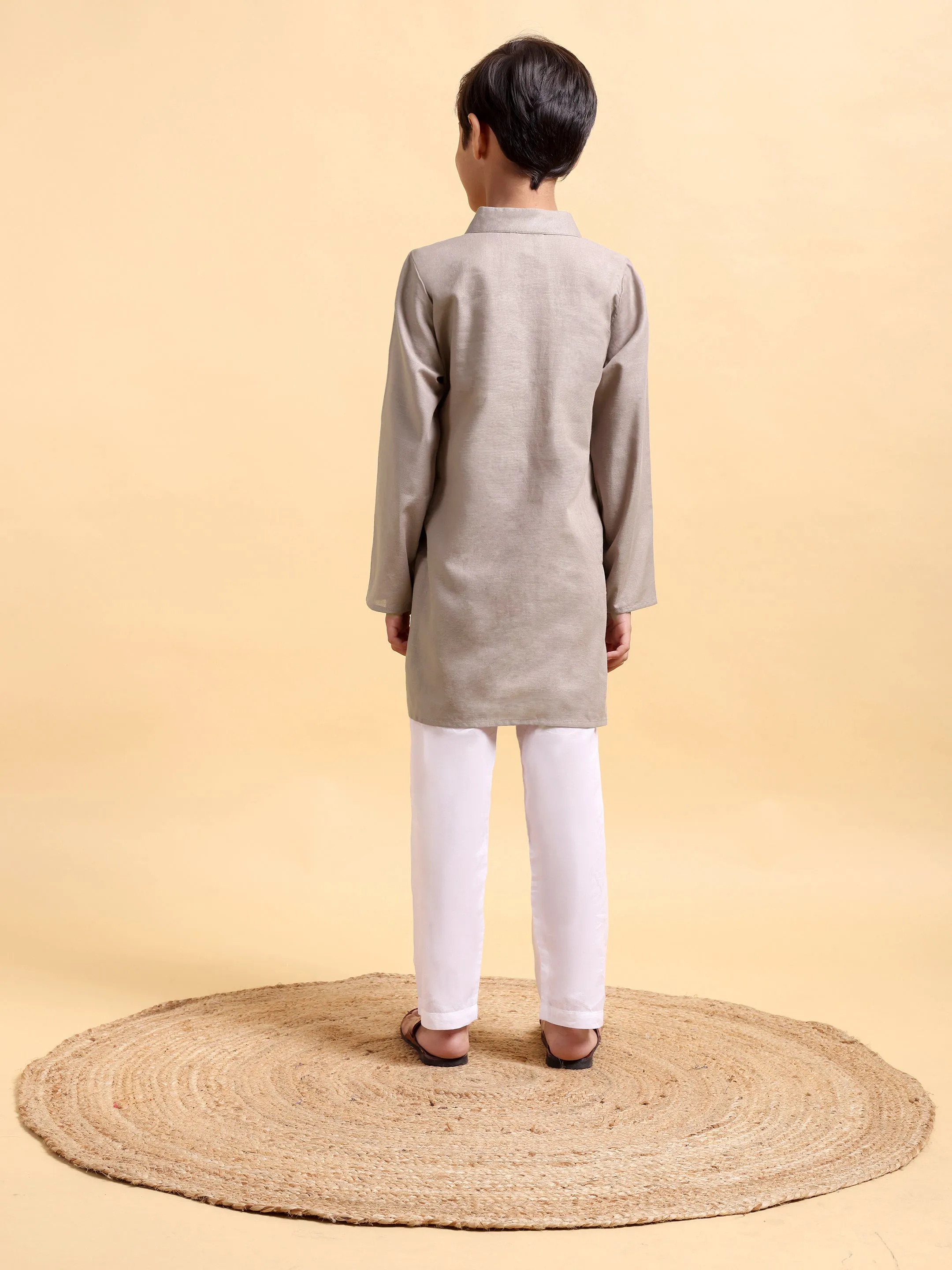 Boys Cotton Linen Kurta & Pajama