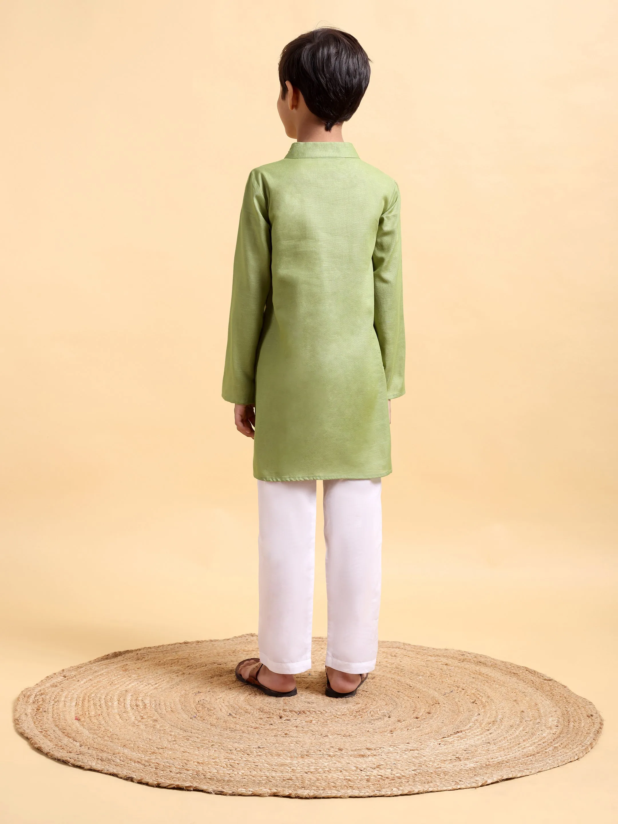 Boys Cotton Linen Kurta & Pajama