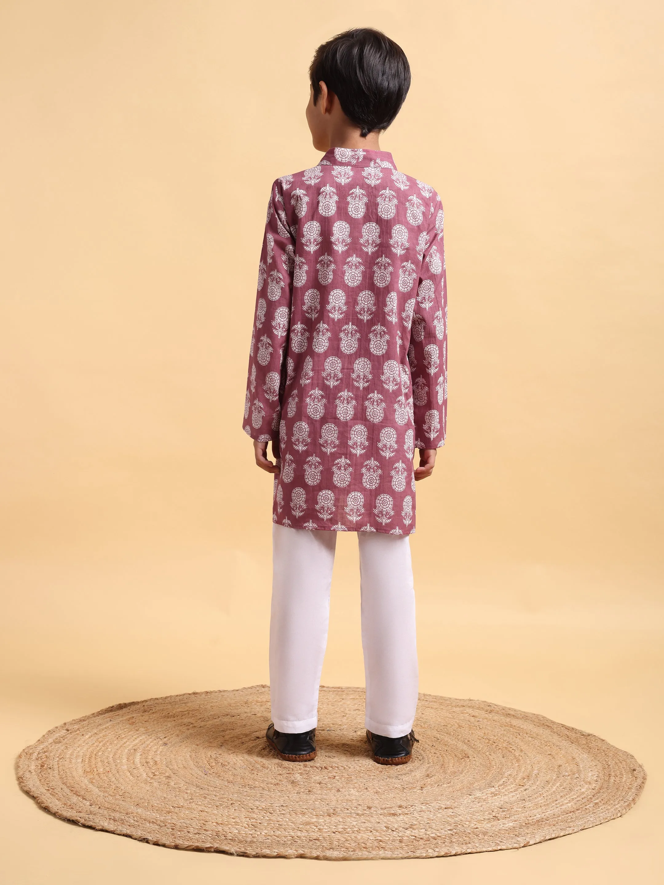 Boys Cotton Pink Kurta & Pajama