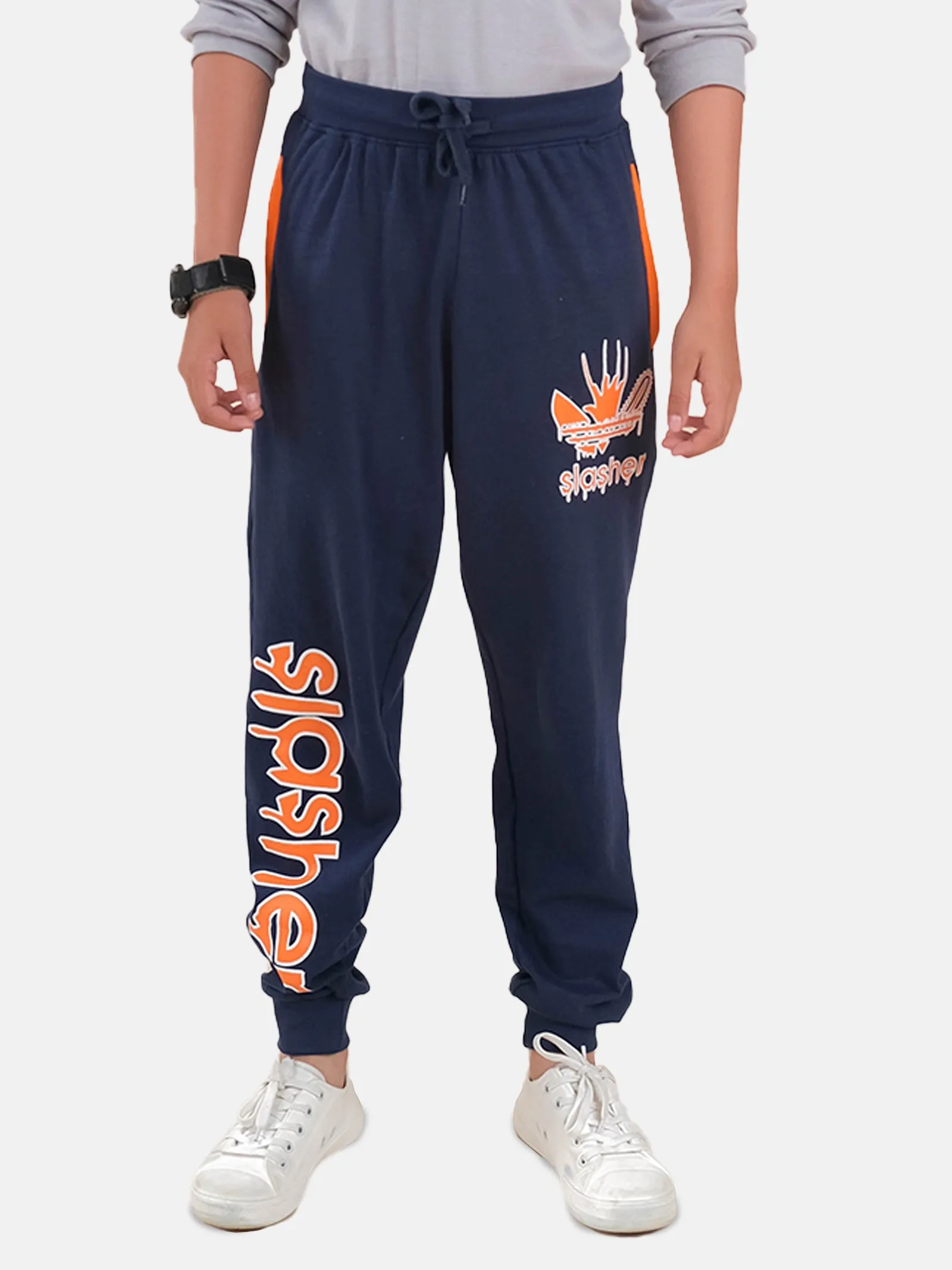 Boys Cotton Straight Pocket Printed Track Pant