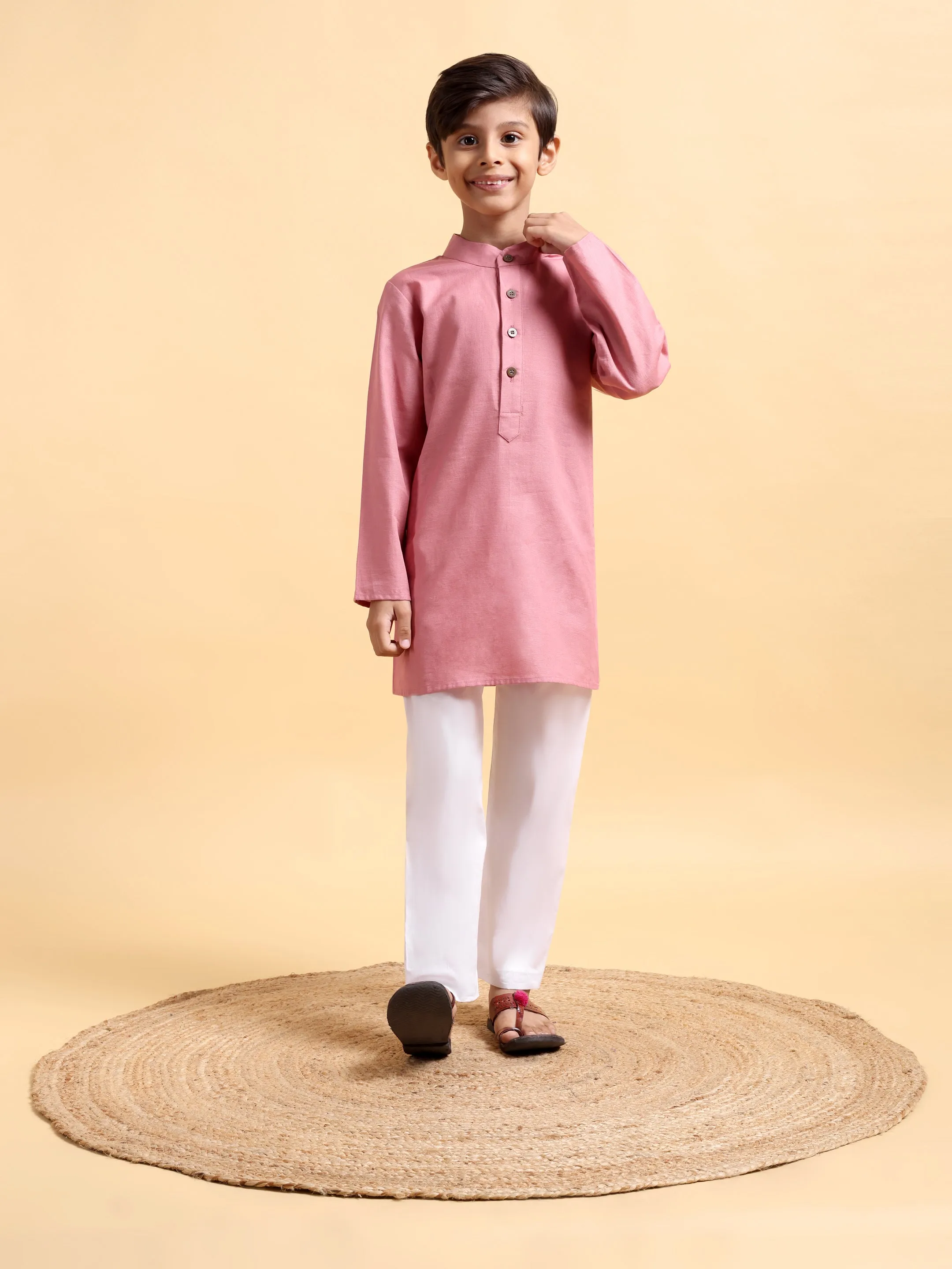 Boys Cotton White Basic Pajama