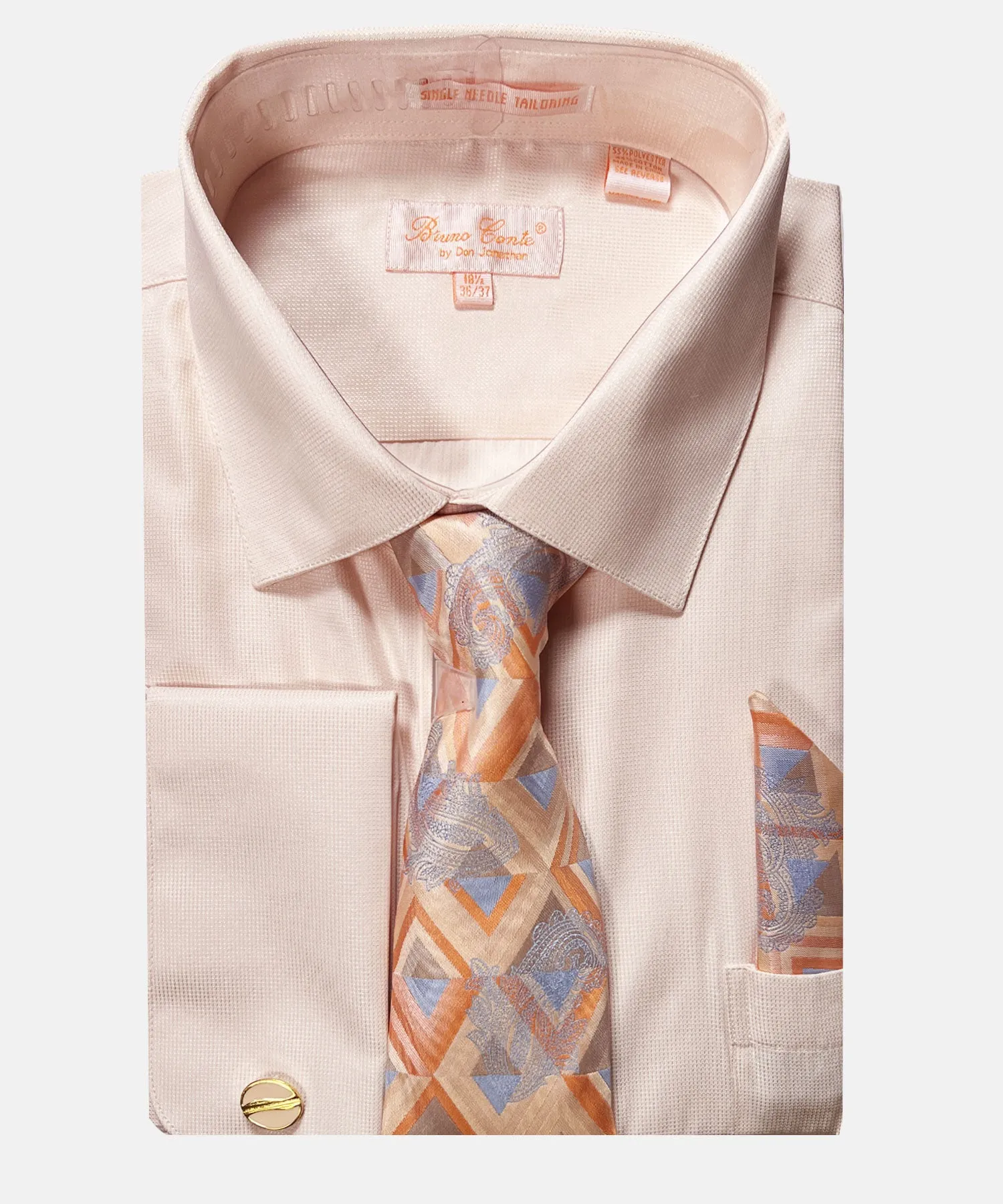 Bruno Conte Check Regular Fit Dress Shirt Combo - Peach