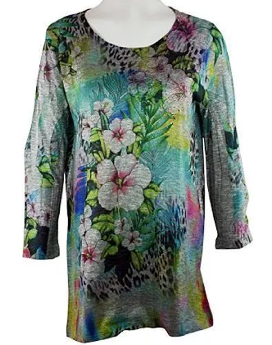 Cactus Fashion - Shaded Floral, Rhinestone Accents, Sublimation Tunic