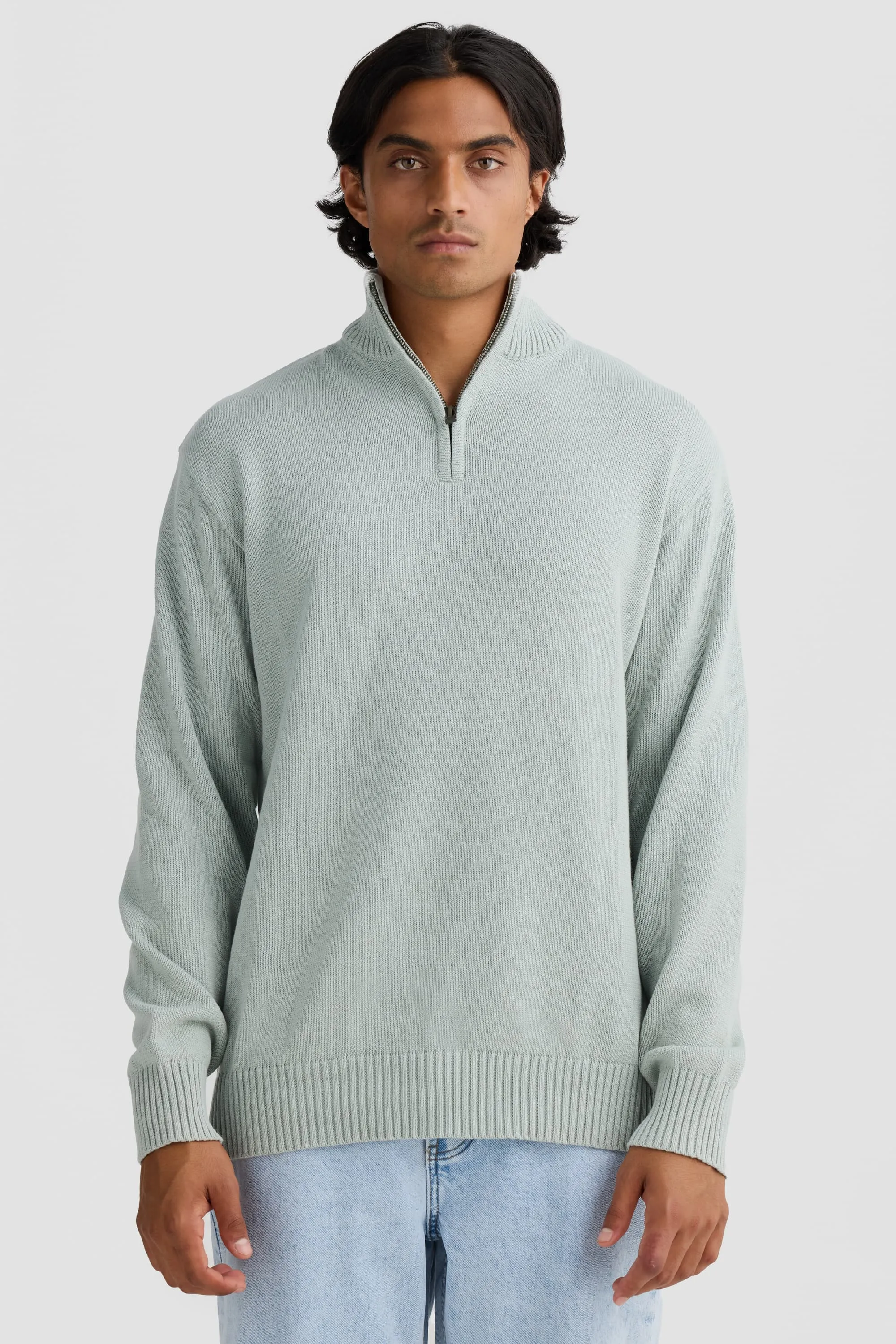 Campbell Knit Quarter Zip Sage