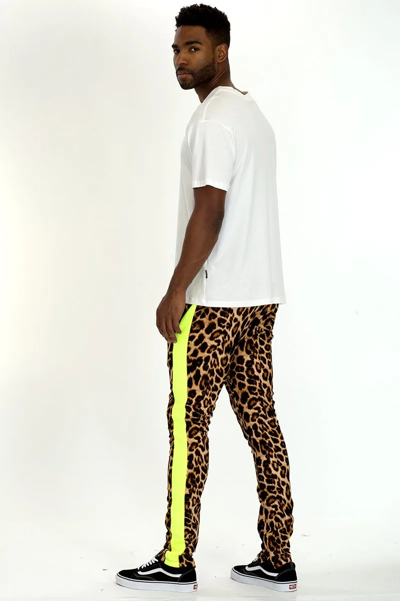 CHEETAH PRINT STRIPE TRACK PANTS