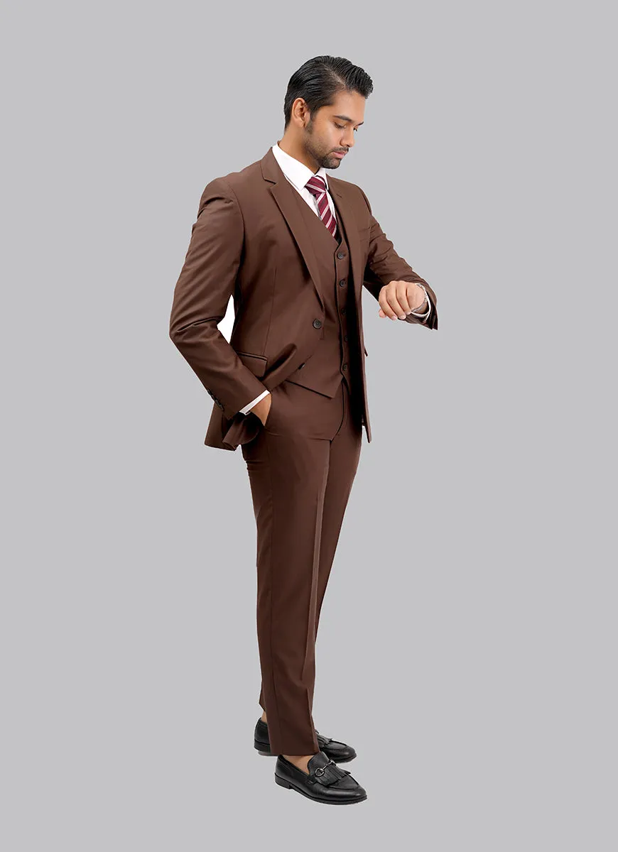 Chocolate Brown Plain 3-Piece Suit