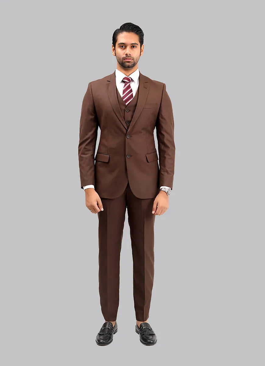 Chocolate Brown Plain 3-Piece Suit