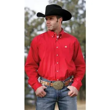 Cinch Men's (MTW1103313) Long Sleeve Button-Up Shirt - Red