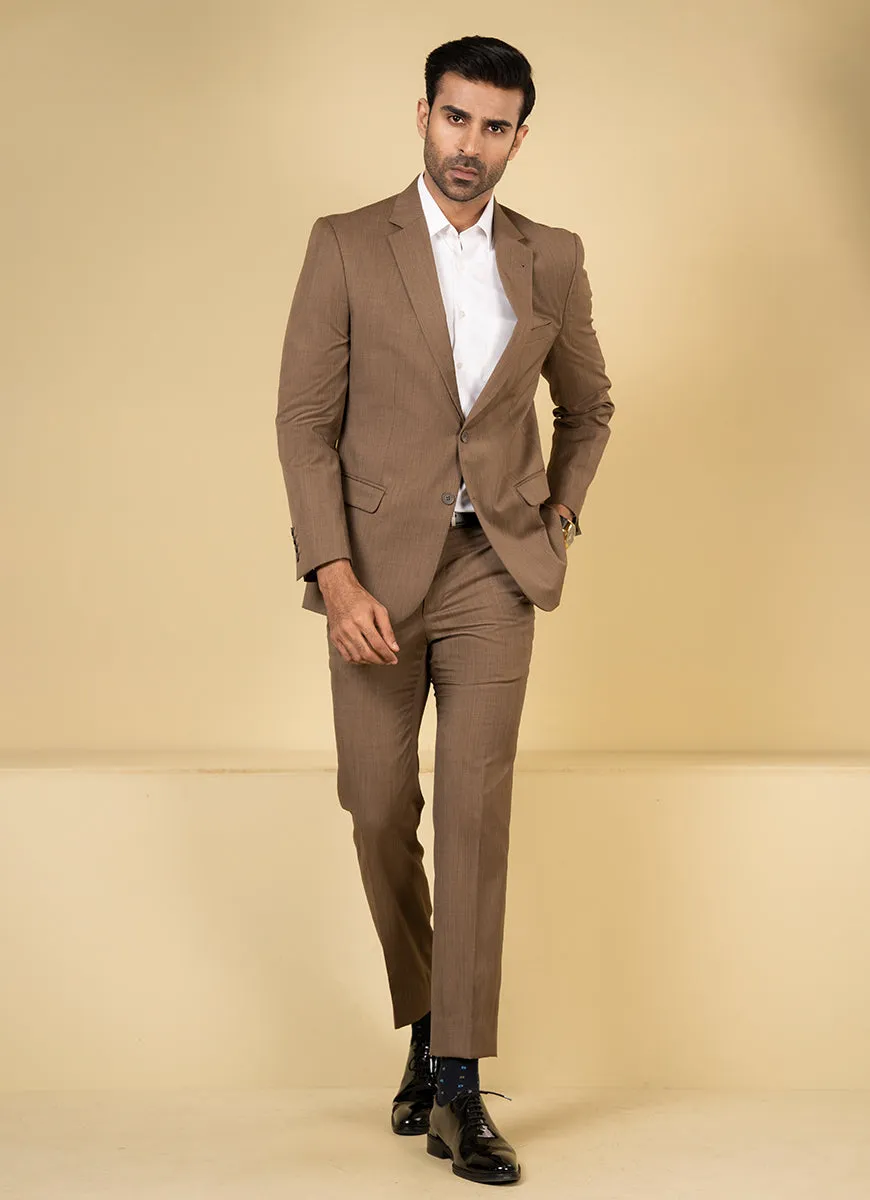 Classic Textured Brown Suit