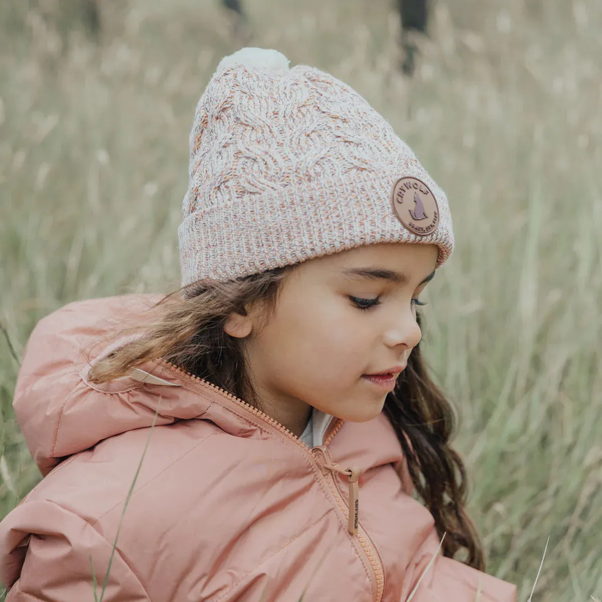 Crywolf Pom Pom Blush Speckle Beanie