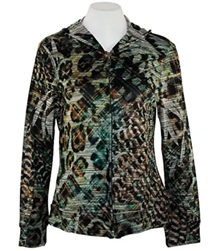 Cubism Jungle Fair, Hoodie Animal Print with Zipper & Front Pockets