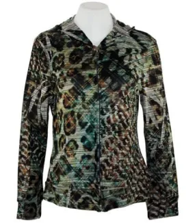 Cubism Jungle Fair, Hoodie Animal Print with Zipper & Front Pockets