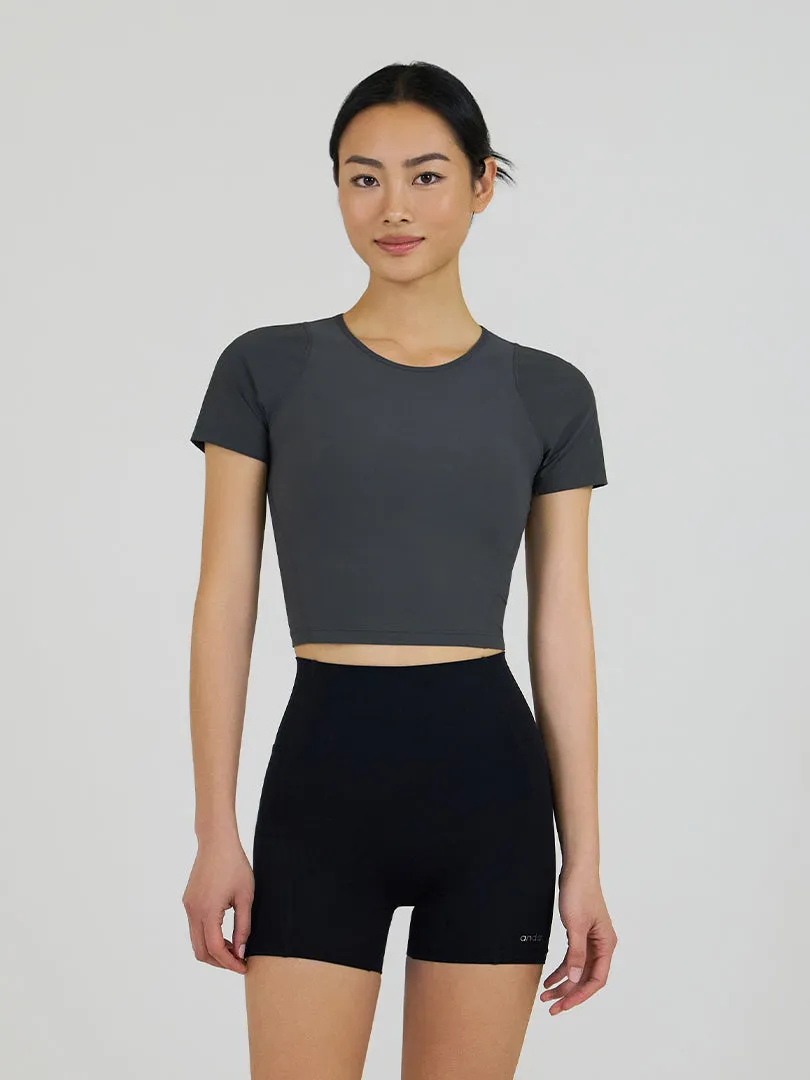 Cut Out Back Cropped Short Sleeve