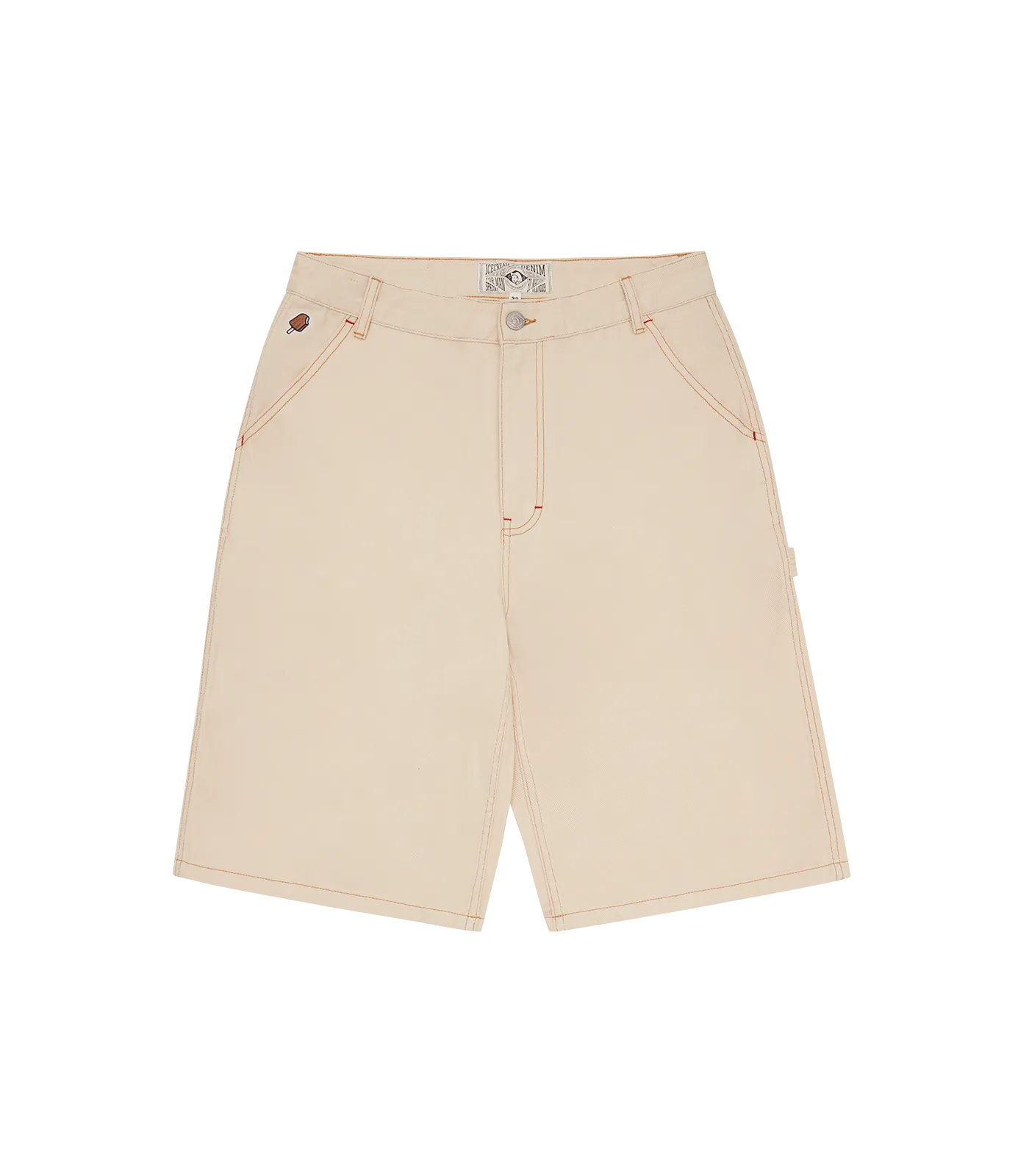 DENIM CARPENTER SHORTS - ECRU