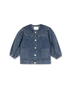 Denim Scalloped Collar Jacket