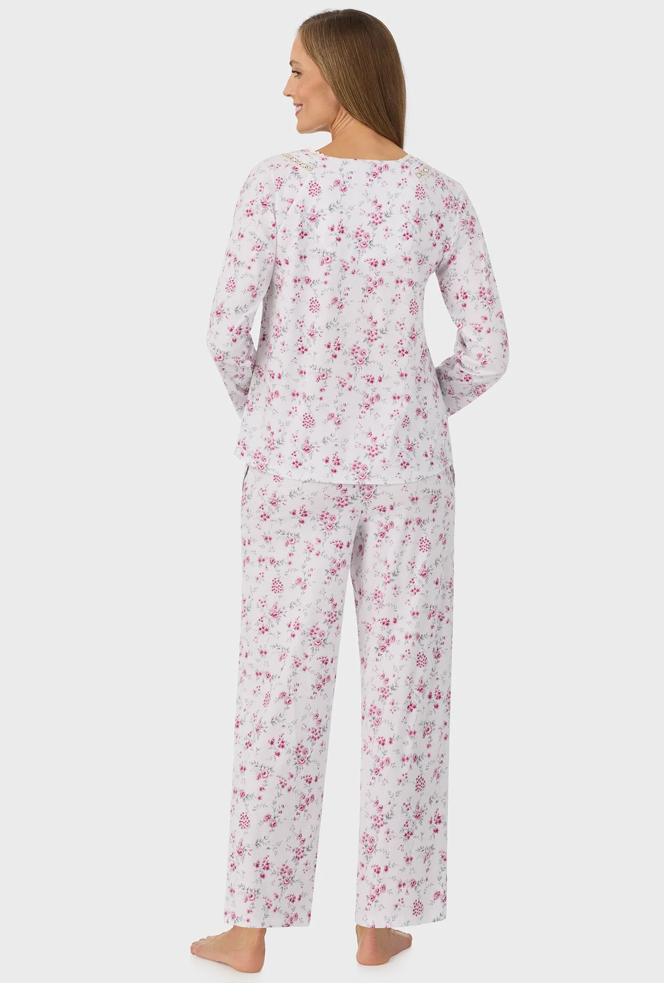 Dusty Pink Floral Long Sleeve Long Pant PJ Set