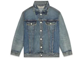 Fear of God Essentials Denim Trucker Jacket Distressed Indigo