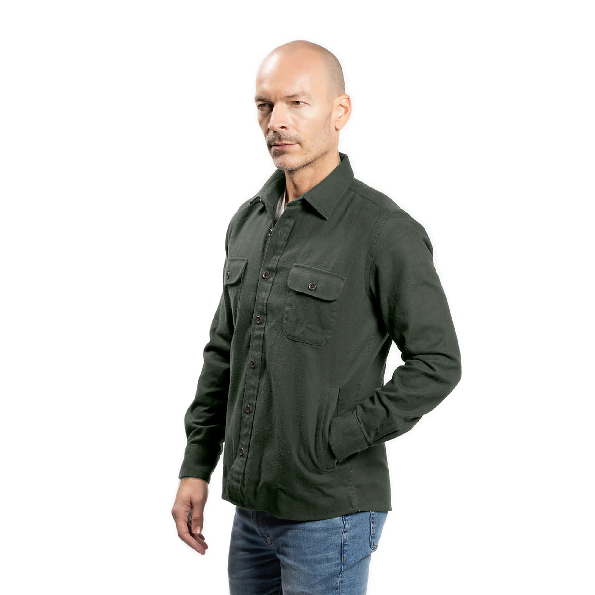 Flannel Shirt Jackets - Forest Green