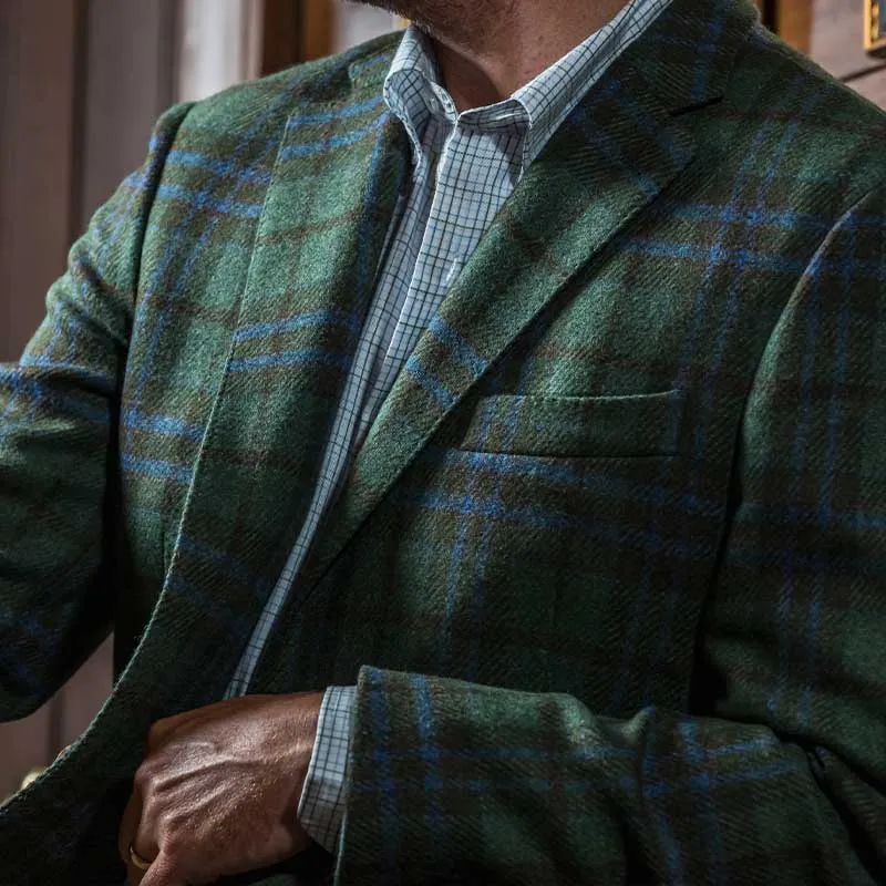 Fox Brothers Forest/Marina Plaid Sport Coat - Dark Forest