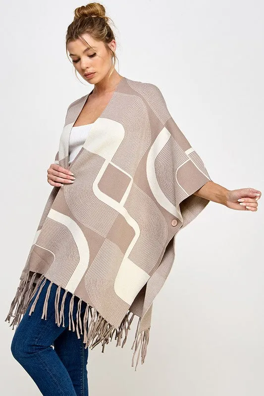 French Cappuccino Fringe Poncho