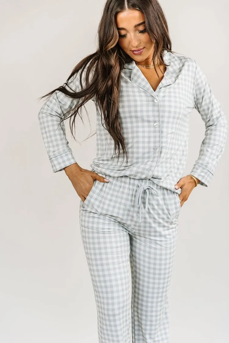 Gingham Pajama Set - Sage