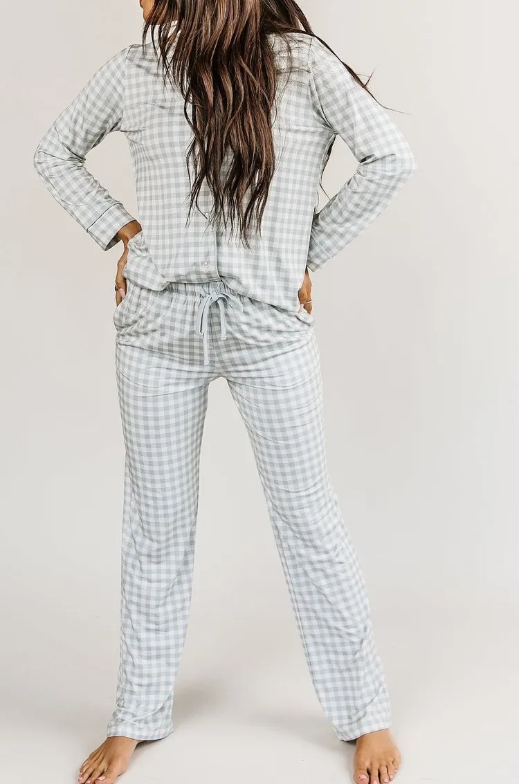 Gingham Pajama Set - Sage