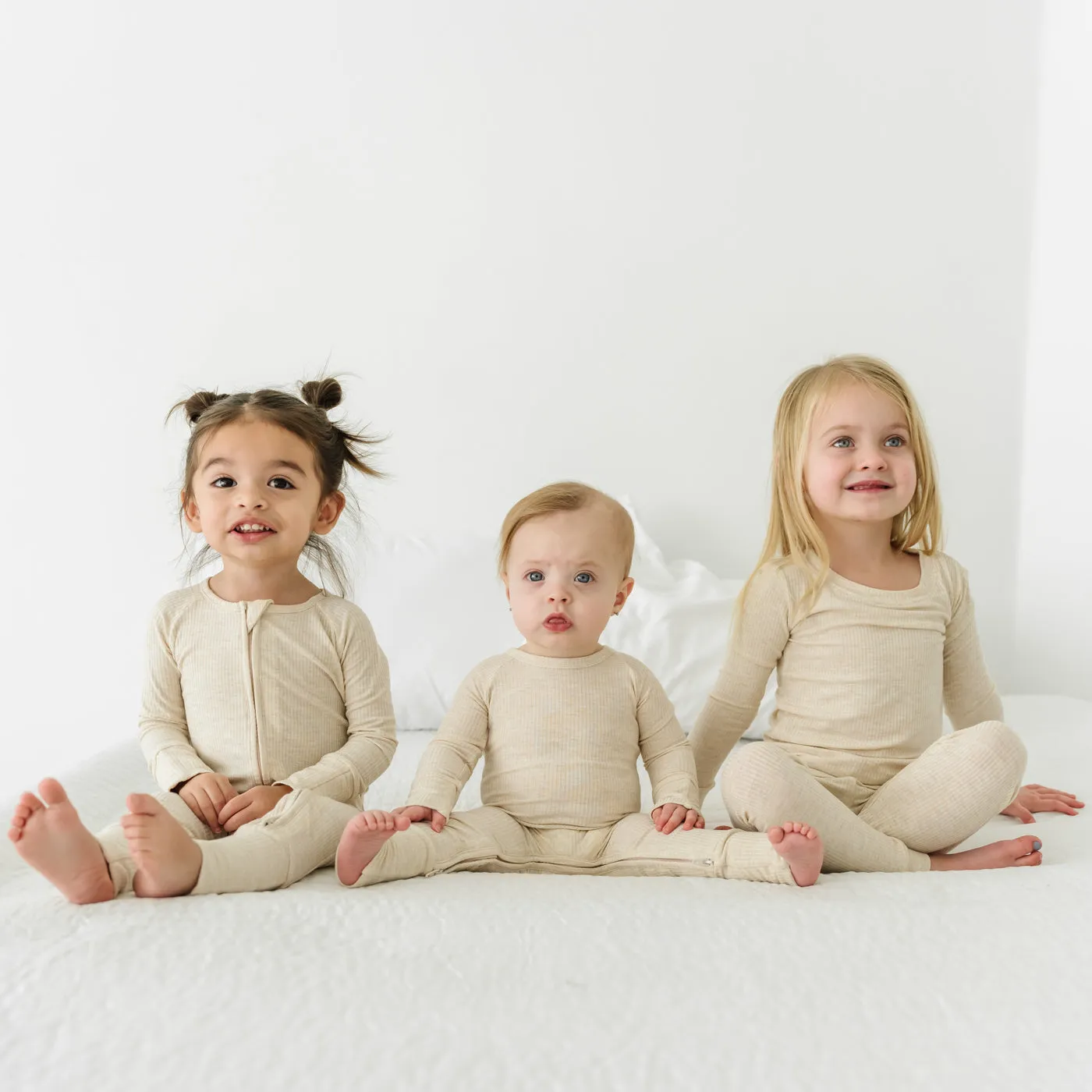 Heather Oatmeal Ribbed Two-Piece Pajama Set