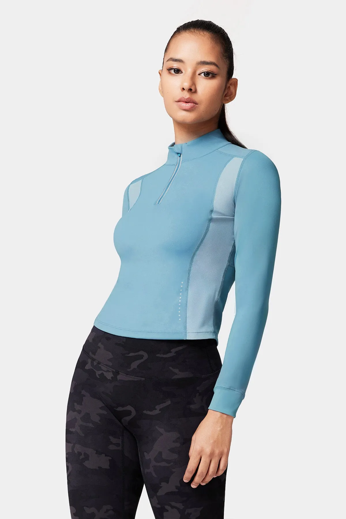 High-Neck Reflective Running Long Sleeve Shirt