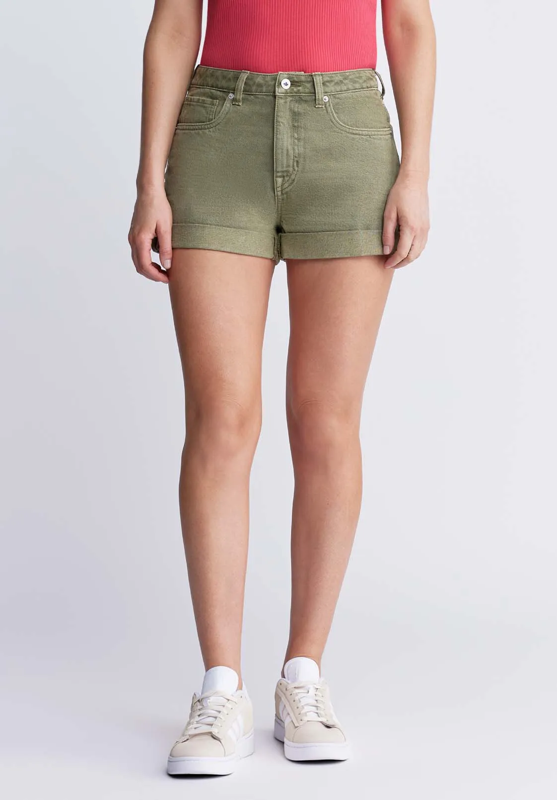 High Rise Relaxed Goldie Women's Shorts in Aloe Green - BL15963