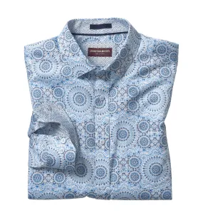 Johnston & Murphy Printed Cotton Shirt - Blue Kaleidoscope