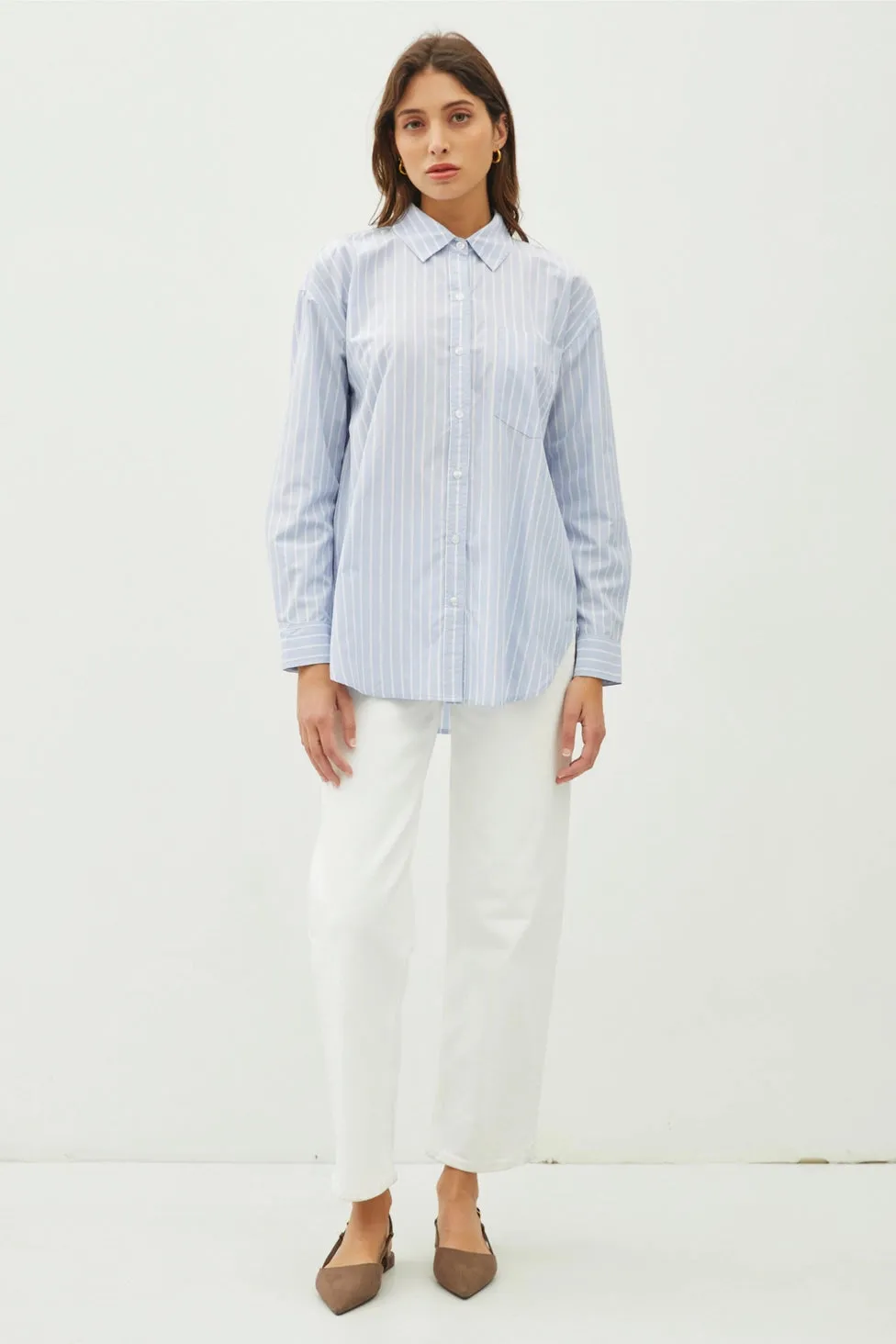 Kaylee Striped Chambray Button Down Shirt