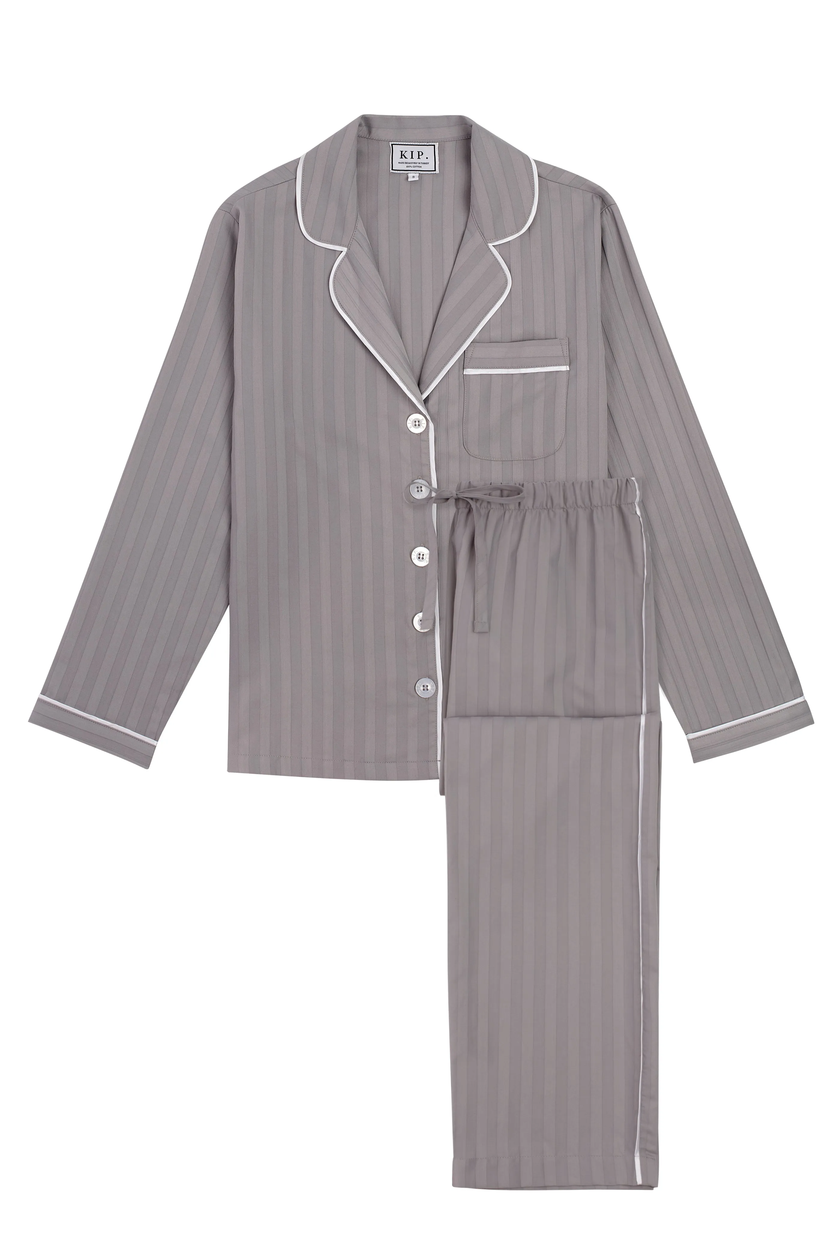 KIP Premium Cotton Pajama Set in Dove Grey